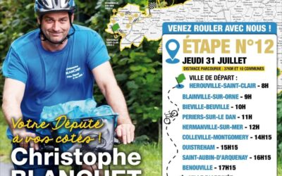 🚴‍♂️ Tour à vélo du député Christophe Blanchet – Étape à Saint Aubin-d’Arquenay